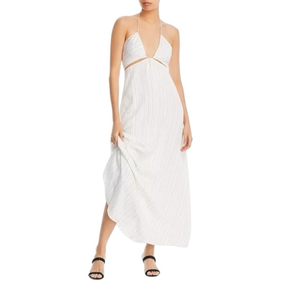 REBECCA TAYLOR | NWT Rumpled Stripe Halter Maxi Dress | White 14 - Picture 15 of 15